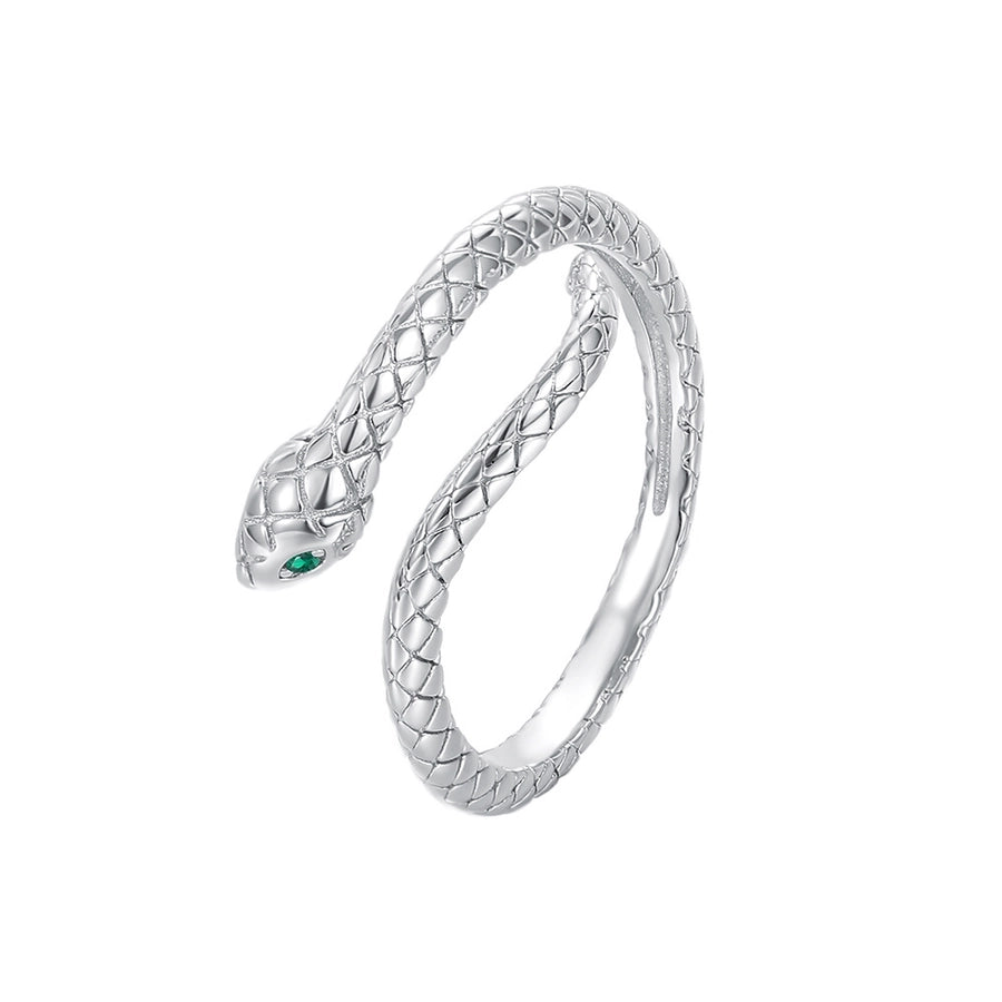 925 Sterling Silver Zircon Snake Open Rings 925 Sterling Silver Rings