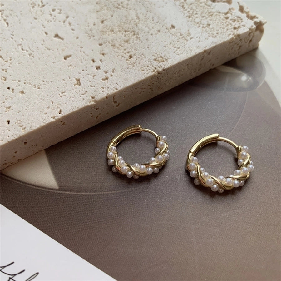 1 Pair 925 Sterling Silver Artificial Pearls 925 Sterling Silver Earrings Geometric Earrings