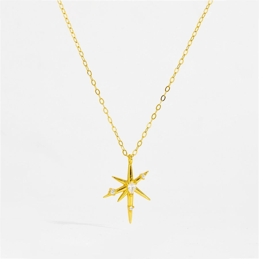 925 Sterling Silver Zircon cable chain Geometric Pendant Necklace