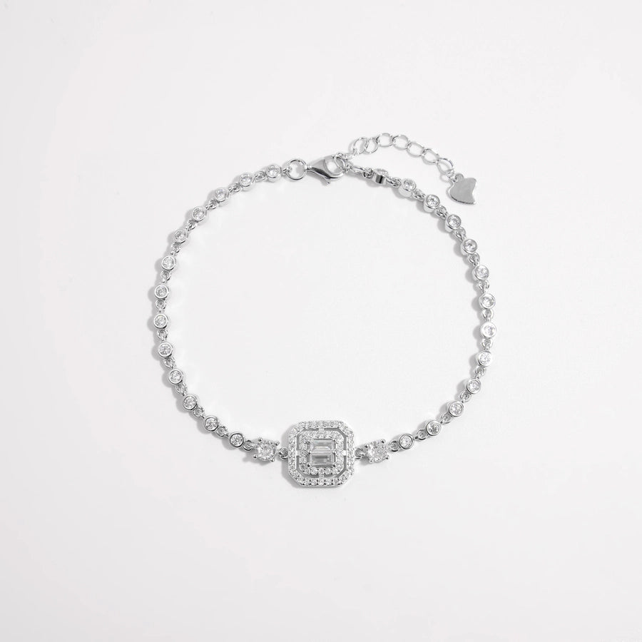 925 Sterling Silver Tennis Chain Bracelets Glam Romantic Shiny