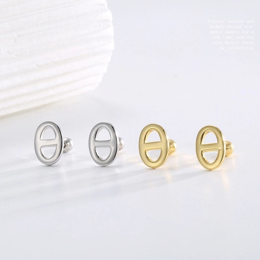 1 Pair 925 Sterling Silver 925 Sterling Silver Earrings Geometric Ear Studs