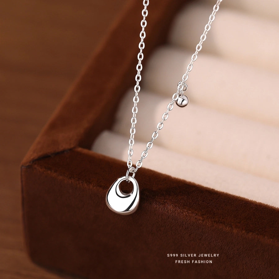 S999 Silver cable chain Plating Silver Lump Pendant Necklace
