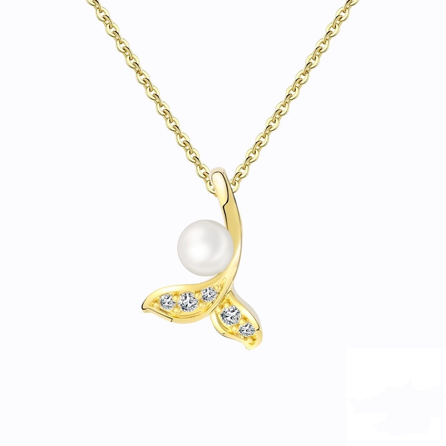 925 Sterling Silver Plated Zircon cable chain Fish Tail Necklace