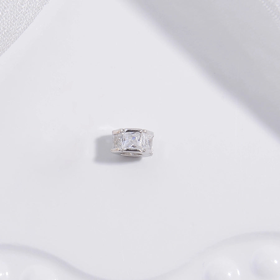 S925 Sterling Silver T Square Diamond Hollow Bead Separate/Loose Beads Handmade DIY Large Hole as Right as Rain Barrel Beads Bead Accessories Sz73