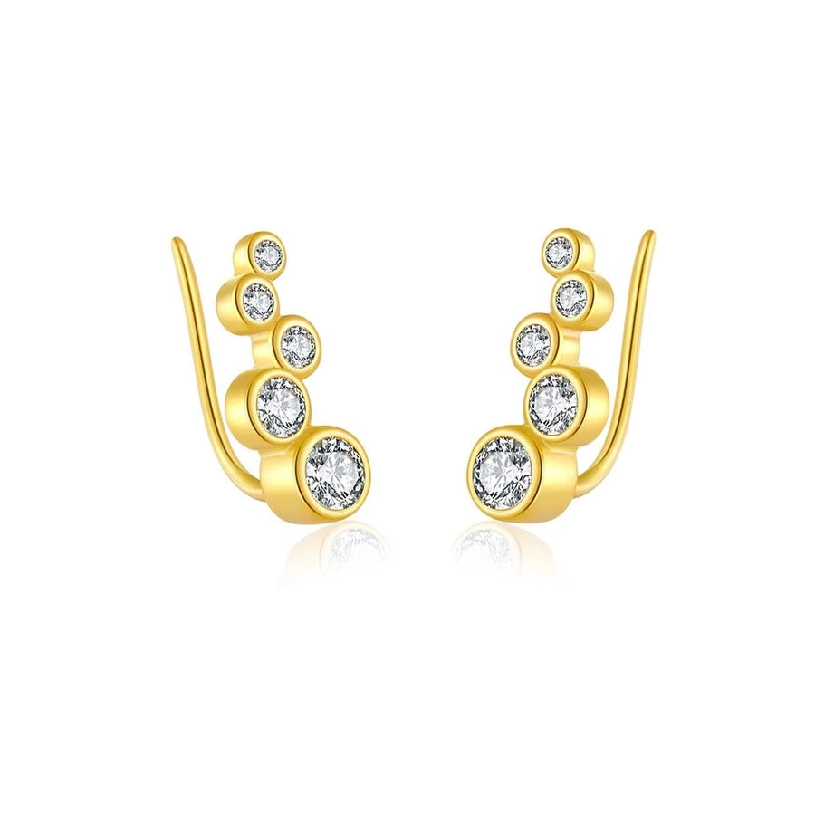 1 Pair 18K Gold Plated White Gold Plated 925 Sterling Silver Zircon 925 Sterling Silver Earrings Geometric Ear Studs