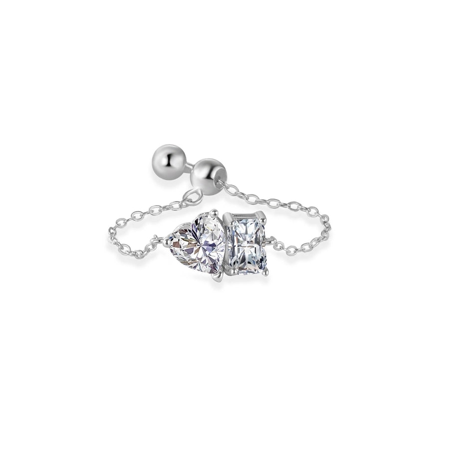 925 Sterling Silver Heart Shape Adjustable Ring 925 Sterling Silver Rings