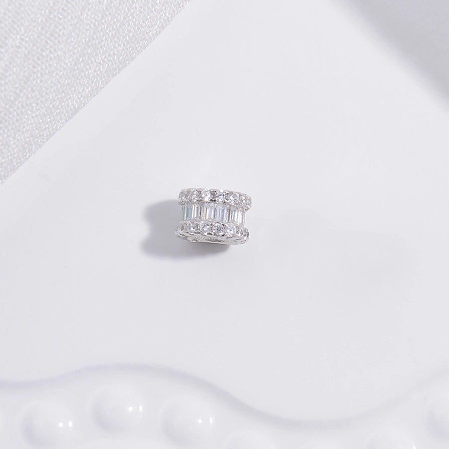 S925 Sterling Silver T Square Diamond Hollow Bead Separate/Loose Beads Handmade DIY Large Hole as Right as Rain Barrel Beads Bead Accessories Sz73