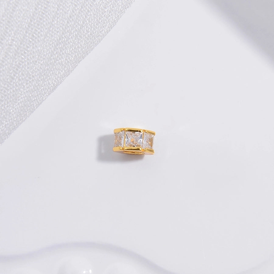 S925 Sterling Silver T Square Diamond Hollow Bead Separate/Loose Beads Handmade DIY Large Hole as Right as Rain Barrel Beads Bead Accessories Sz73