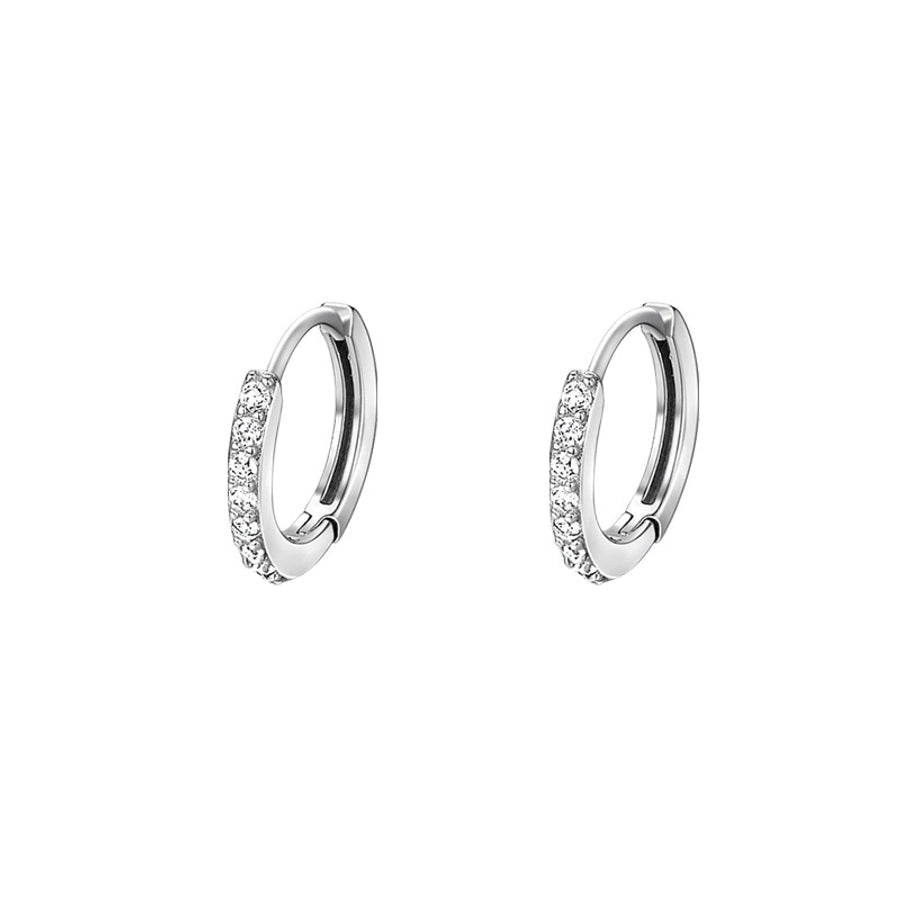 1 Pair S999 Silver Zircon 925 Sterling Silver Earrings Geometric Earrings