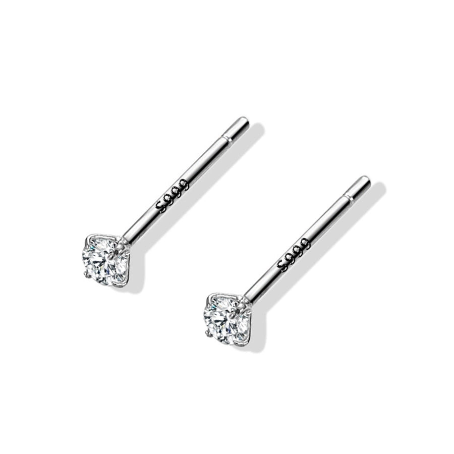 1 Pair 925 Sterling Silver Zircon 925 Sterling Silver Earrings Geometric Earrings