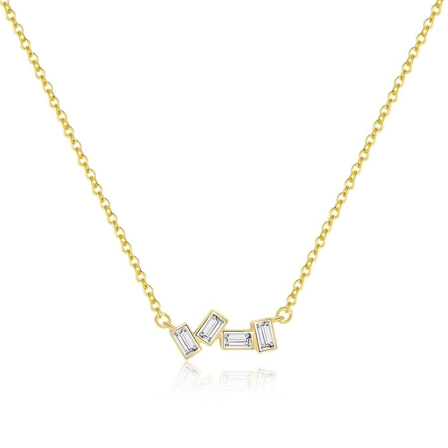 S925 Sterling Silver Square Ear Stud and Ring Necklace Suit Women's Niche High-Grade Light Luxury Zircon French Simplicity