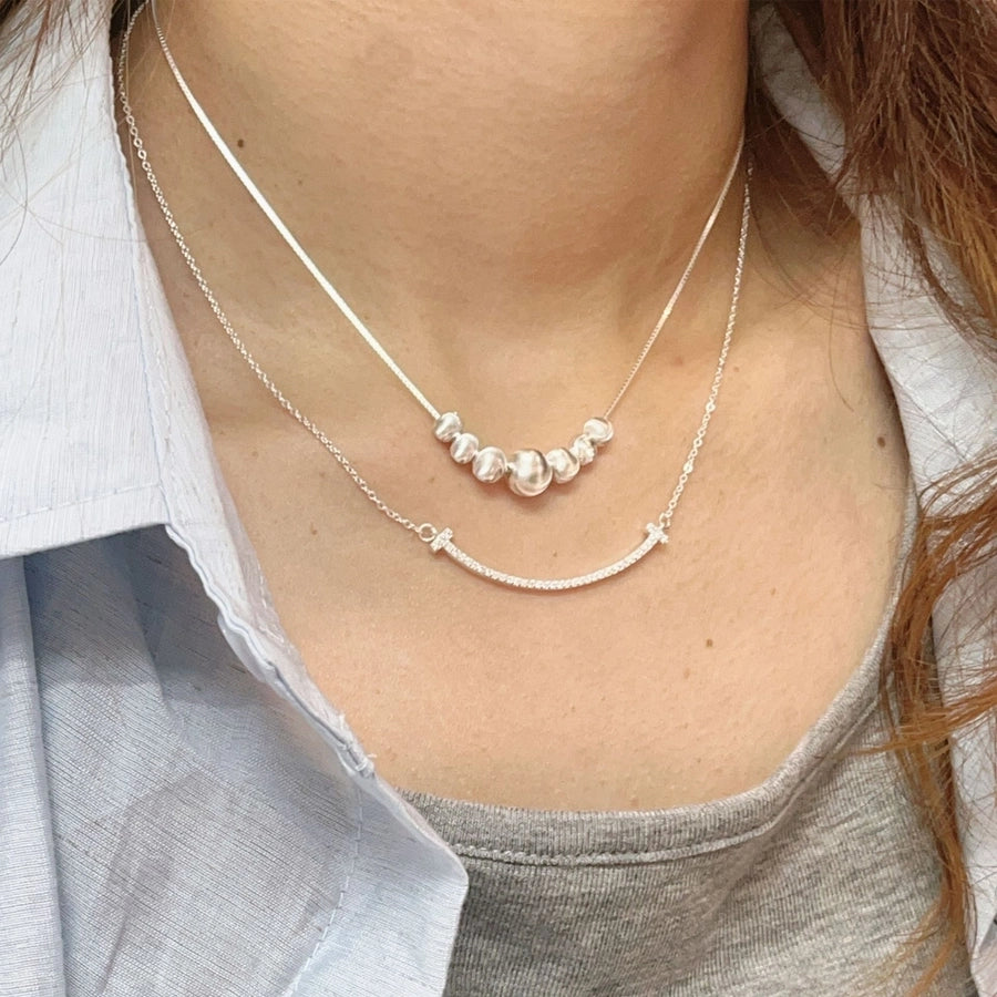 925 Sterling Silver opal box chain Plating Geometric Necklace