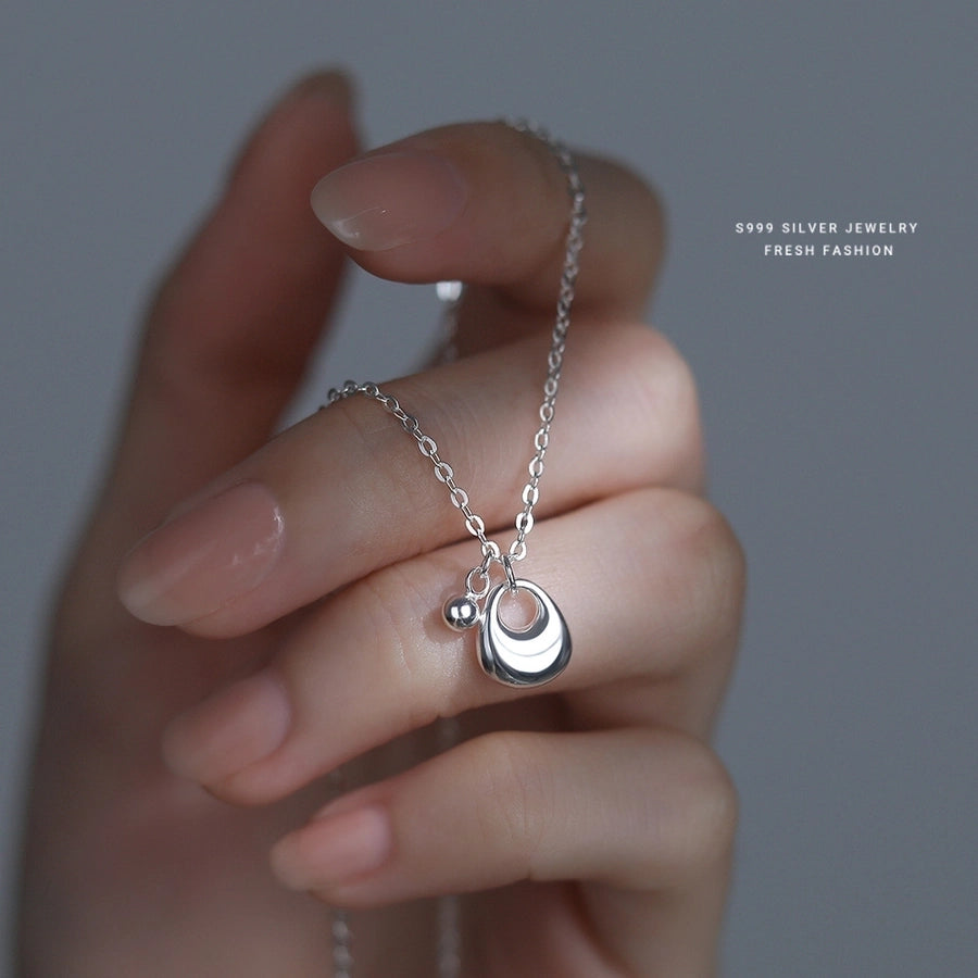 S999 Silver cable chain Plating Silver Lump Pendant Necklace