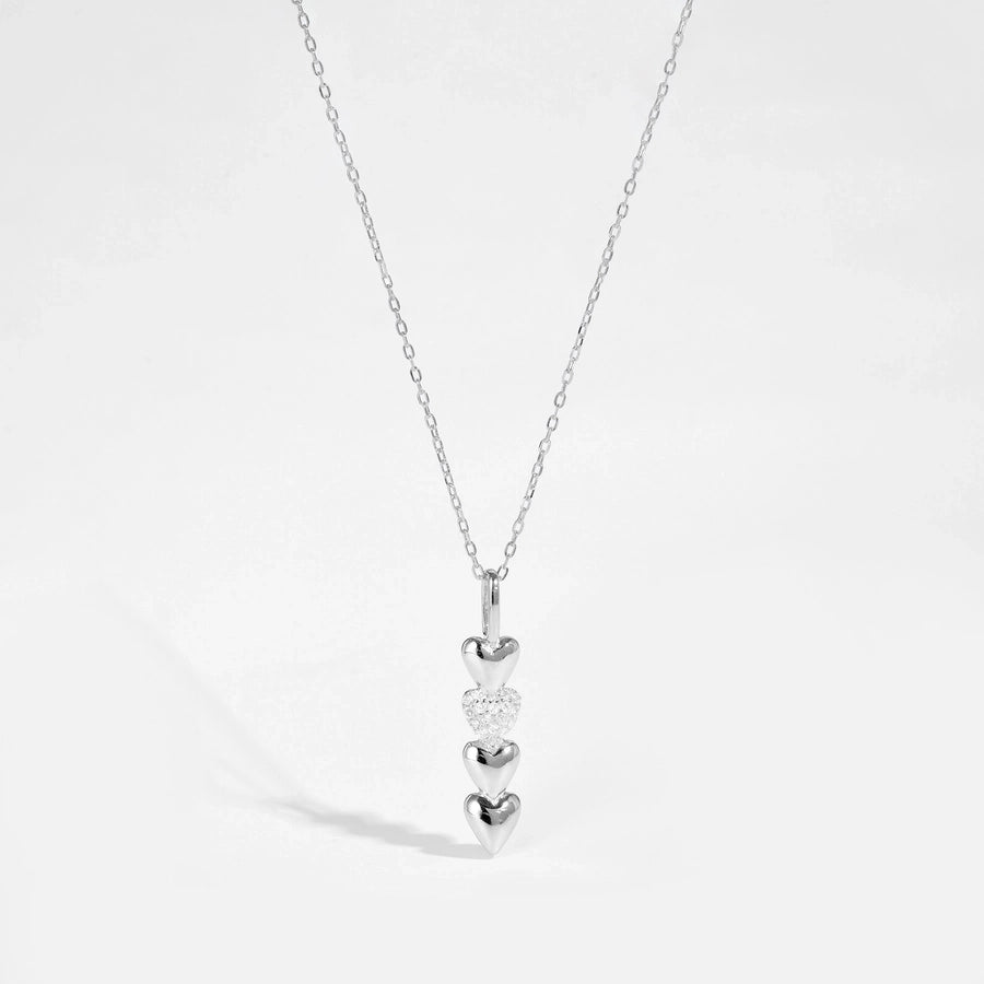 925 Sterling Silver Zircon cable chain Heart Shape Pendant Necklace