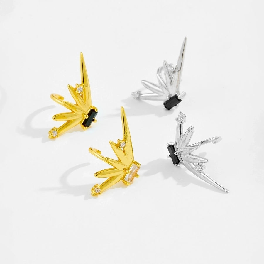 1 Piece 18K Gold Plated White Gold Plated 925 Sterling Silver Zircon 925 Sterling Silver Earrings Solid Color Ear Cuffs
