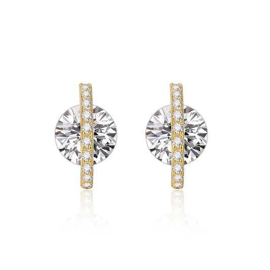 1 Pair 925 Sterling Silver Zircon 925 Sterling Silver Earrings Geometric Ear Studs