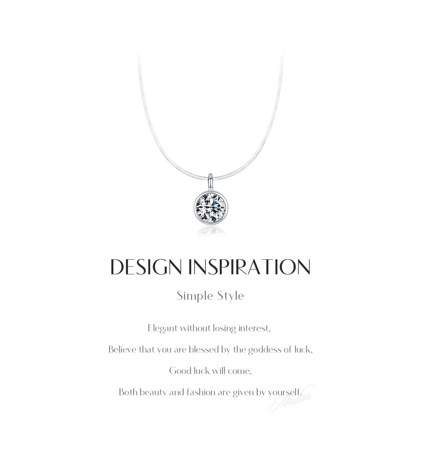 925 Sterling Silver Rack Plated Zircon snake chain Round Pendant Necklace