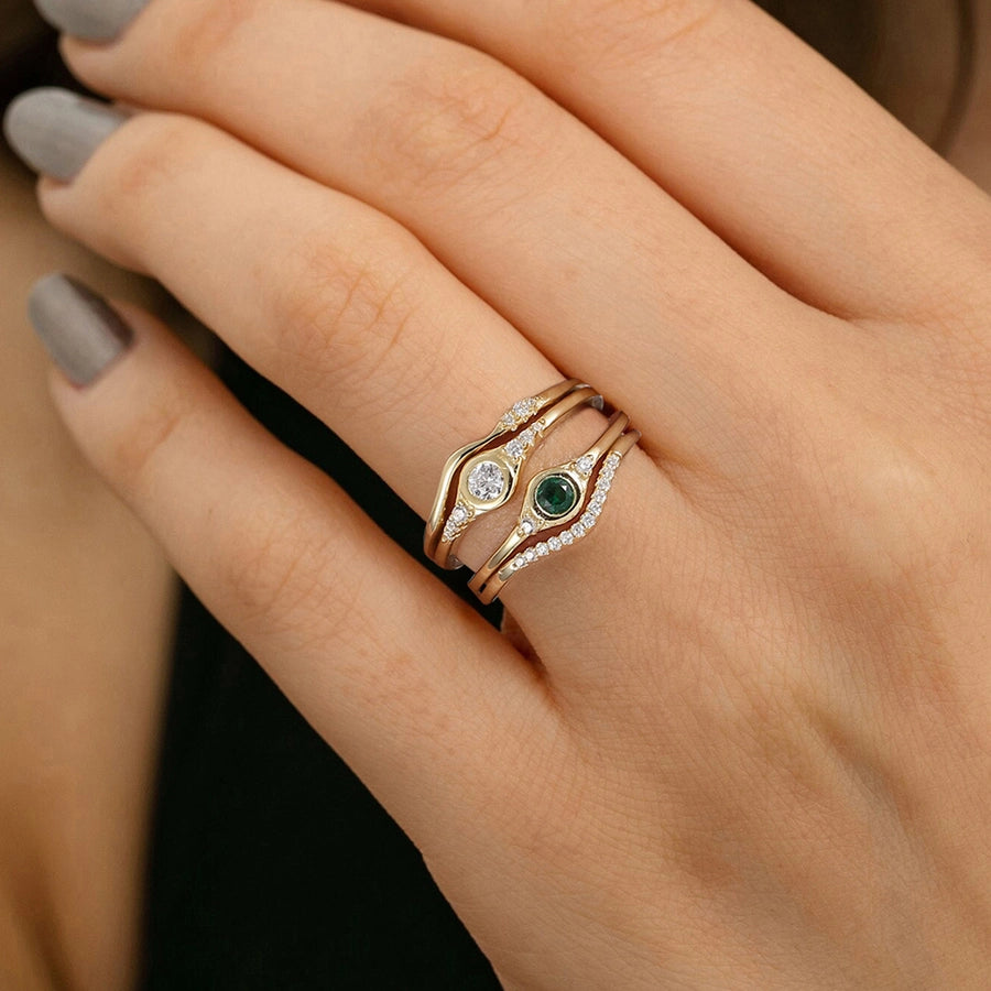 14K Gold Plated White Gold Plated 925 Sterling Silver Zircon Geometric Rings 925 Sterling Silver Rings