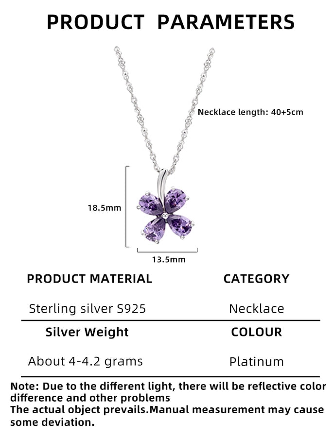 925 Sterling Silver Zircon Polishing Inlay Flower Pendant Necklace