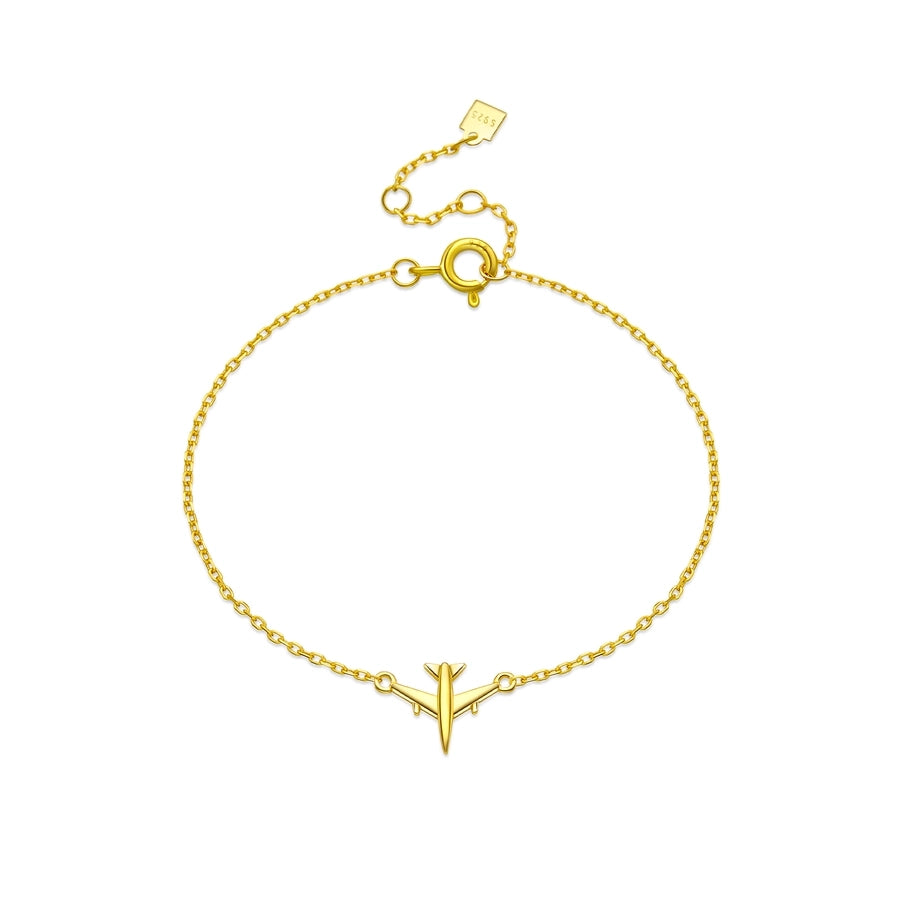 S925 Sterling Silver Necklace Bracelet Aircraft Design Pendant Retro Simplicity Clavicle Chain Jewelry