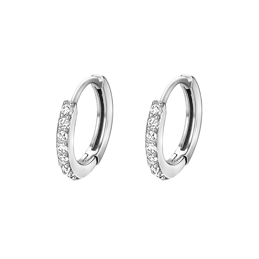 1 Pair S999 Silver Zircon 925 Sterling Silver Earrings Geometric Earrings