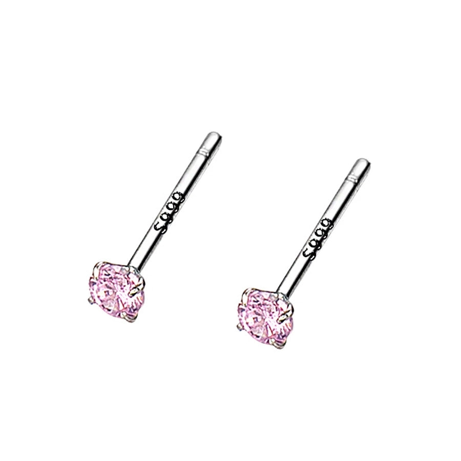 1 Pair 925 Sterling Silver Zircon 925 Sterling Silver Earrings Geometric Earrings
