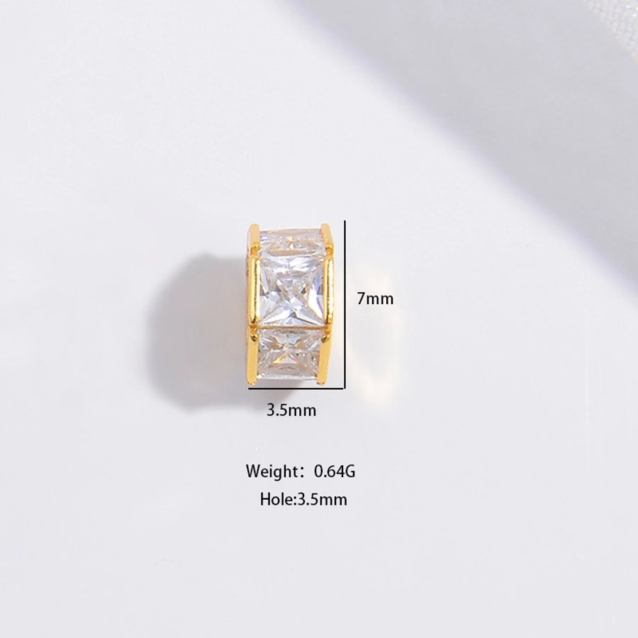 S925 Sterling Silver T Square Diamond Hollow Bead Separate/Loose Beads Handmade DIY Large Hole as Right as Rain Barrel Beads Bead Accessories Sz73