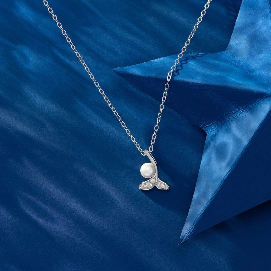 925 Sterling Silver Plated Zircon cable chain Fish Tail Necklace