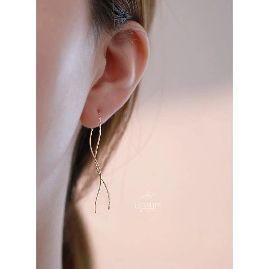 1 Pair 925 Sterling Silver 925 Sterling Silver Earrings Waves Drop Earrings Ear line