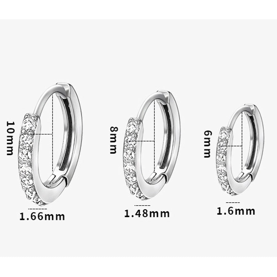 1 Pair S999 Silver Zircon 925 Sterling Silver Earrings Geometric Earrings