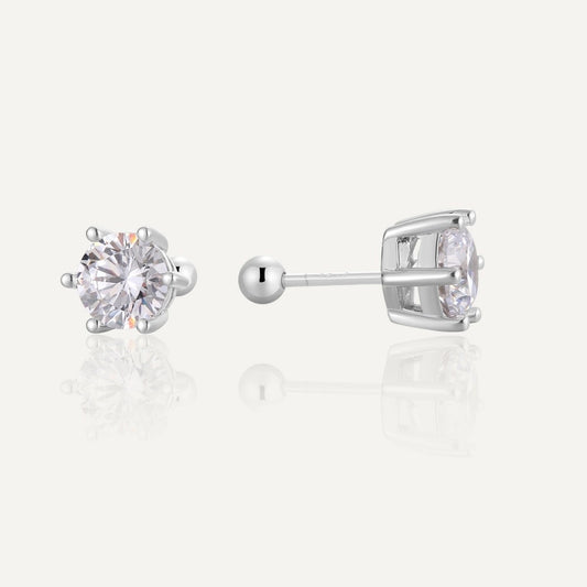 1 Pair 925 Sterling Silver Zircon 925 Sterling Silver Earrings Geometric Ear Studs