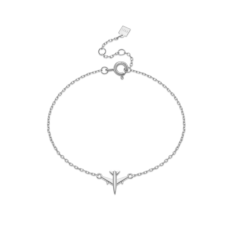 S925 Sterling Silver Necklace Bracelet Aircraft Design Pendant Retro Simplicity Clavicle Chain Jewelry