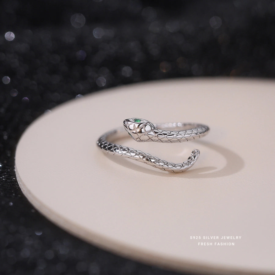 925 Sterling Silver Zircon Snake Open Rings 925 Sterling Silver Rings