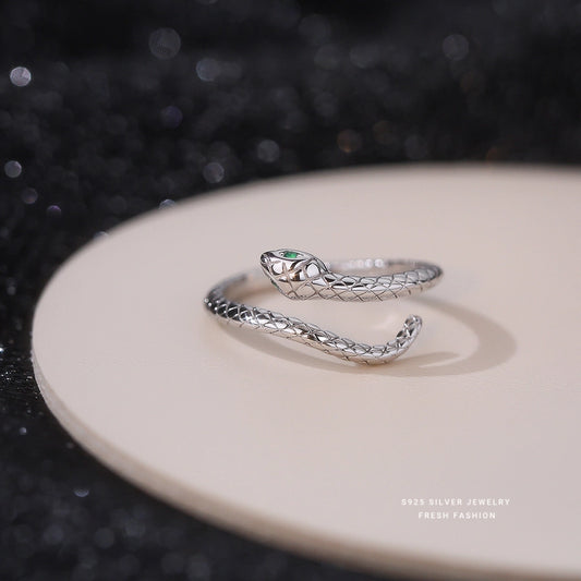 925 Sterling Silver Zircon Snake Open Rings 925 Sterling Silver Rings