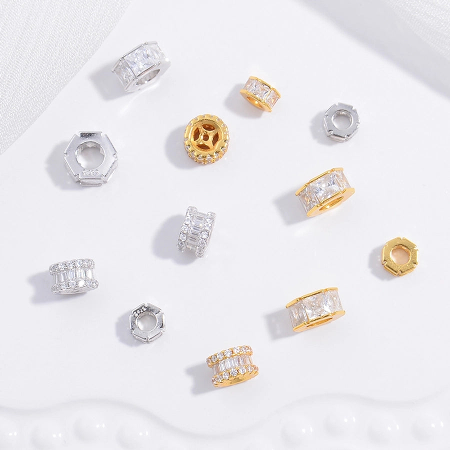 S925 Sterling Silver T Square Diamond Hollow Bead Separate/Loose Beads Handmade DIY Large Hole as Right as Rain Barrel Beads Bead Accessories Sz73