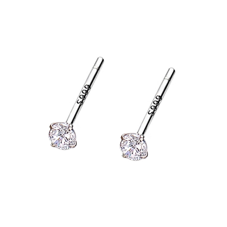 1 Pair 925 Sterling Silver Zircon 925 Sterling Silver Earrings Geometric Earrings