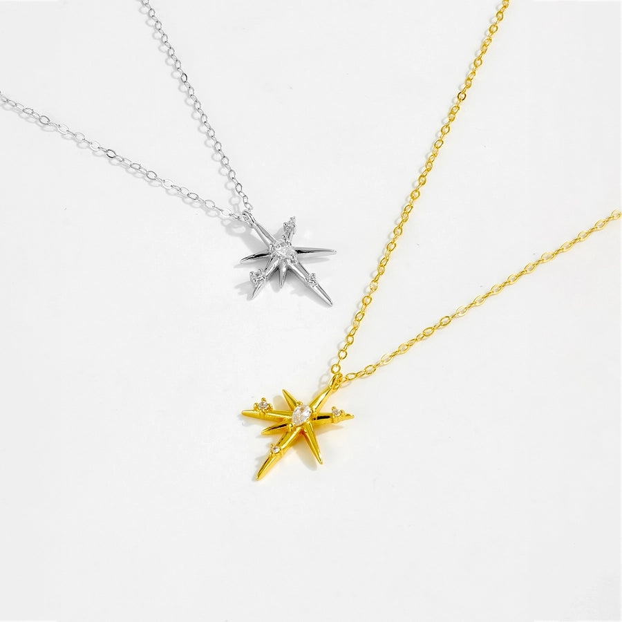 925 Sterling Silver Zircon cable chain Geometric Pendant Necklace