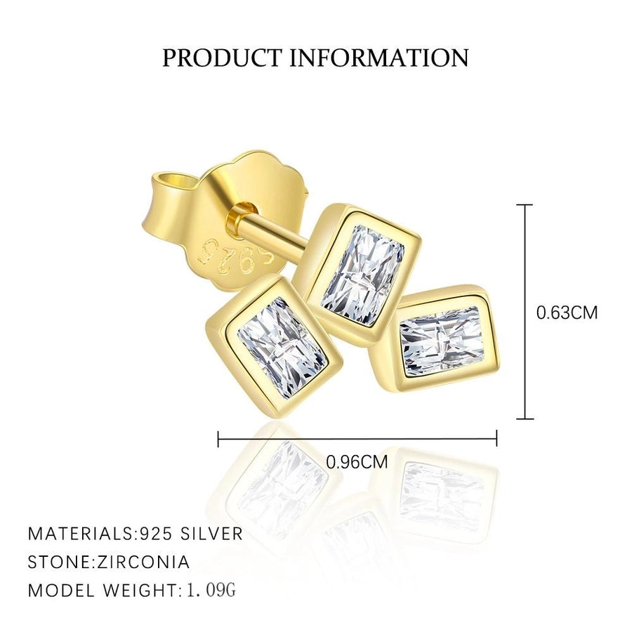 S925 Sterling Silver Square Ear Stud and Ring Necklace Suit Women's Niche High-Grade Light Luxury Zircon French Simplicity
