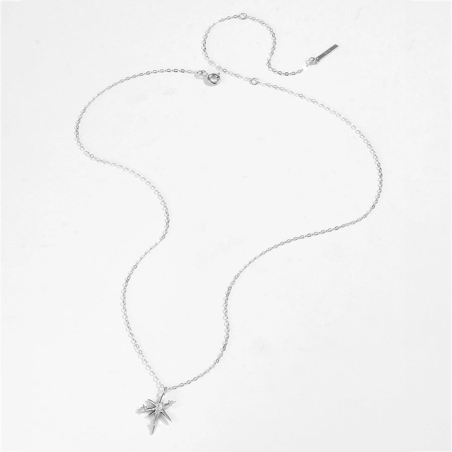 925 Sterling Silver Zircon cable chain Geometric Pendant Necklace