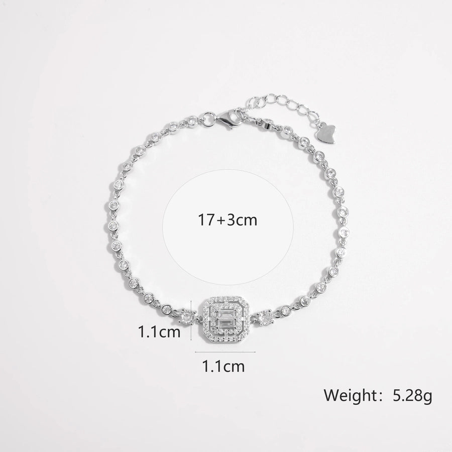 925 Sterling Silver Tennis Chain Bracelets Glam Romantic Shiny