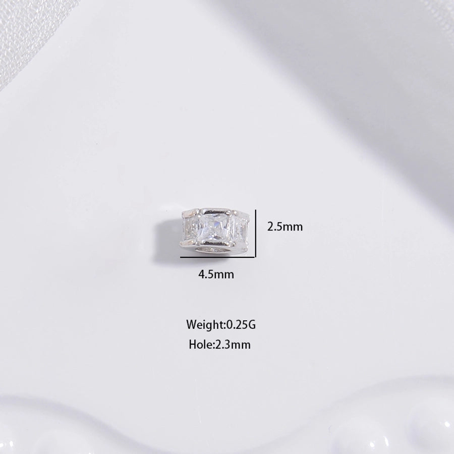 S925 Sterling Silver T Square Diamond Hollow Bead Separate/Loose Beads Handmade DIY Large Hole as Right as Rain Barrel Beads Bead Accessories Sz73