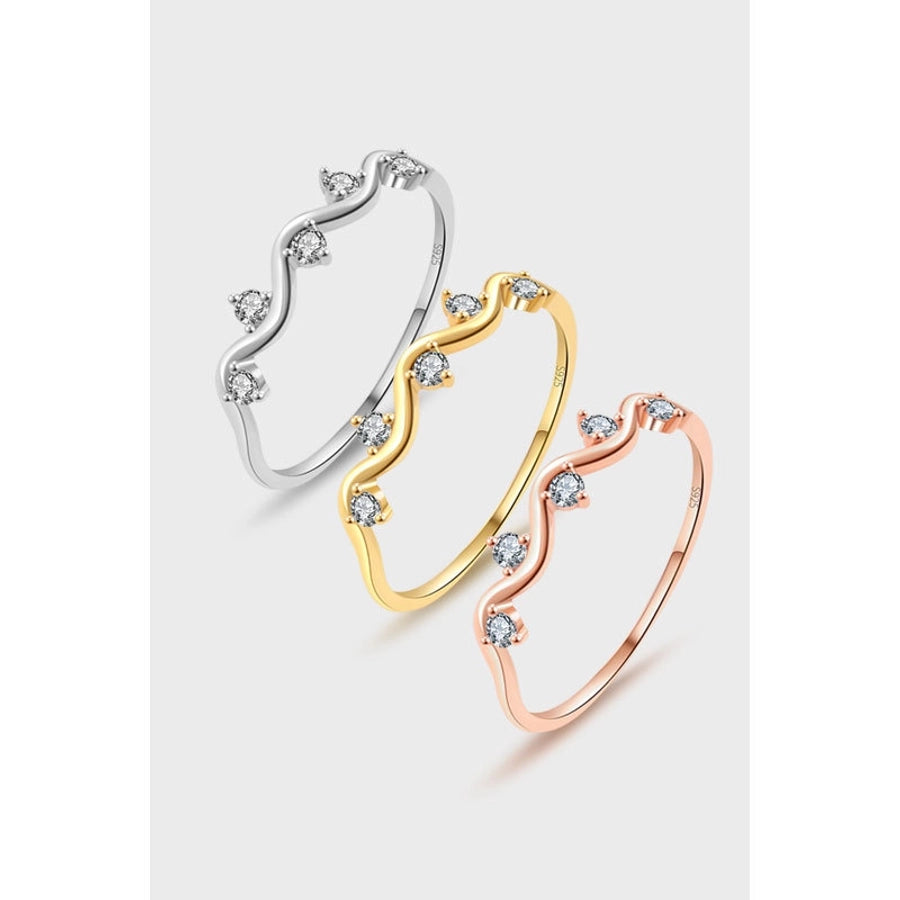 18K Gold Plated 925 Sterling Silver Zircon Geometric Rings 925 Sterling Silver Rings