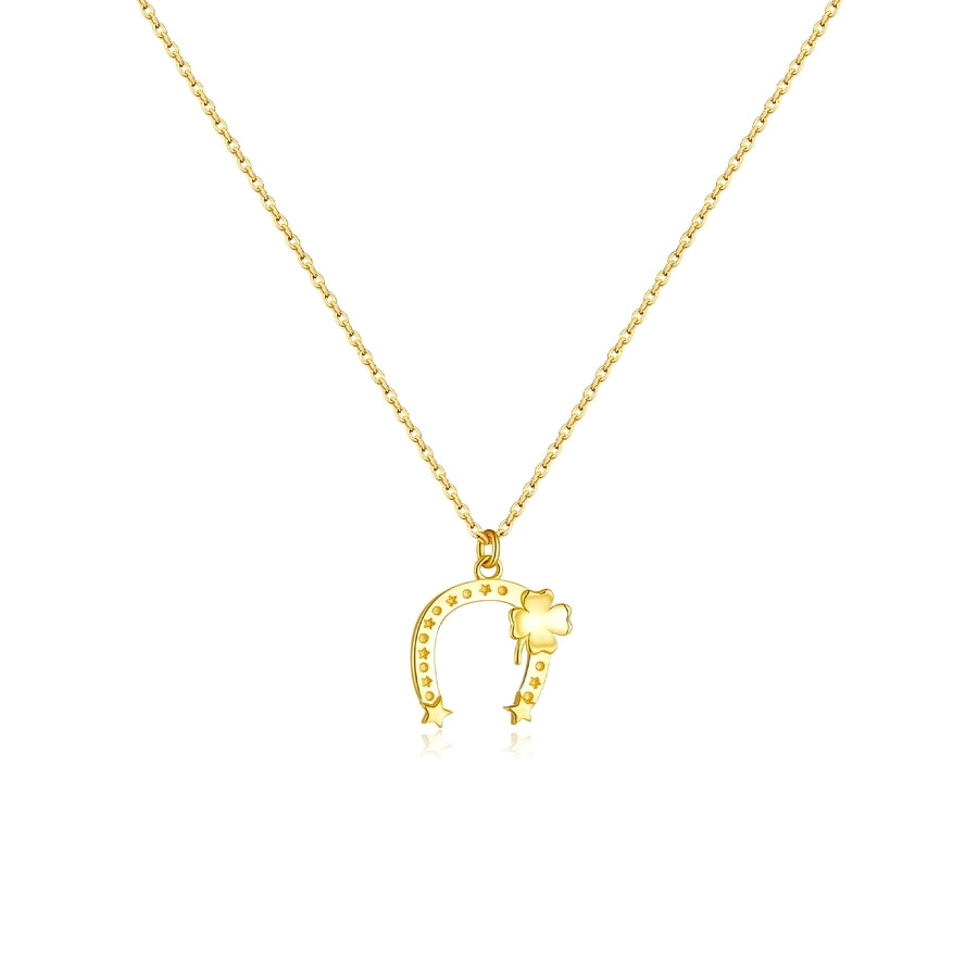 S925 Sterling Silver U-Shaped Design Flower Necklace Earrings Vintage Circle Earrings Simple Clavicle Chain