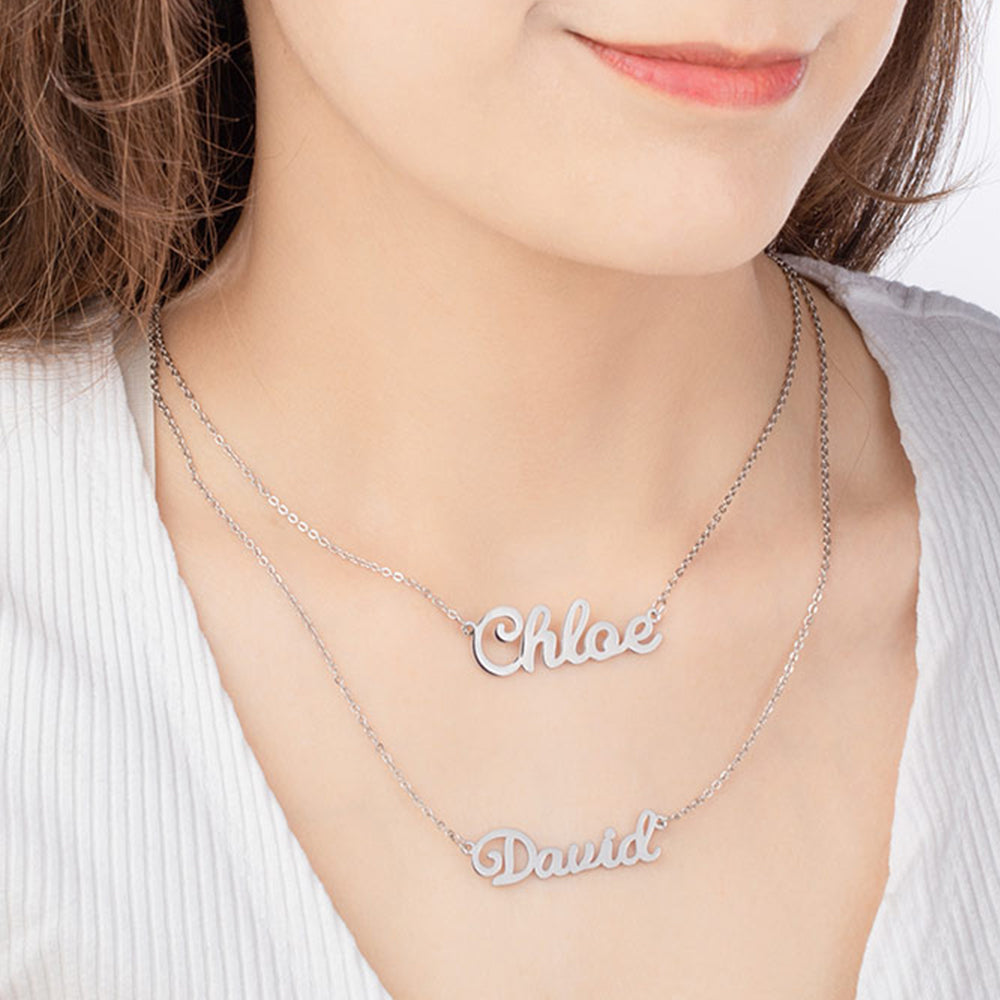 Beautiful Stainless Steel Double Layer Personalized Name Necklace