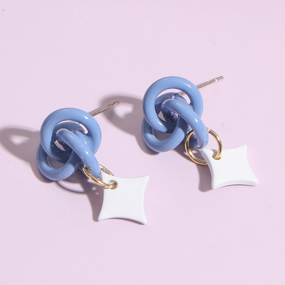 Simple and sweet geometric style blue spiral shaped earrings *great gift idea*