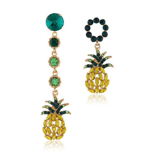 Tropical carribean feel asymmetrical pineapple earrings