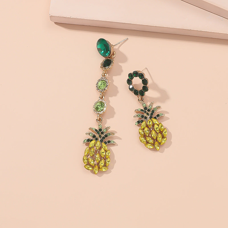 Tropical carribean feel asymmetrical pineapple earrings