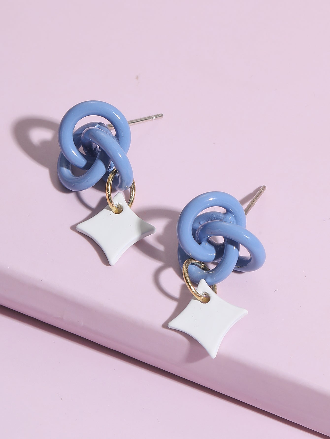 Simple and sweet geometric style blue spiral shaped earrings *great gift idea*