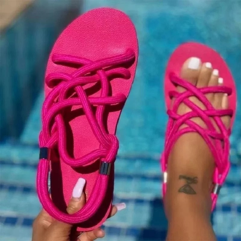 "Strap into Style" - Comfortable and Eye-Catching String-Maze Sandals for Women