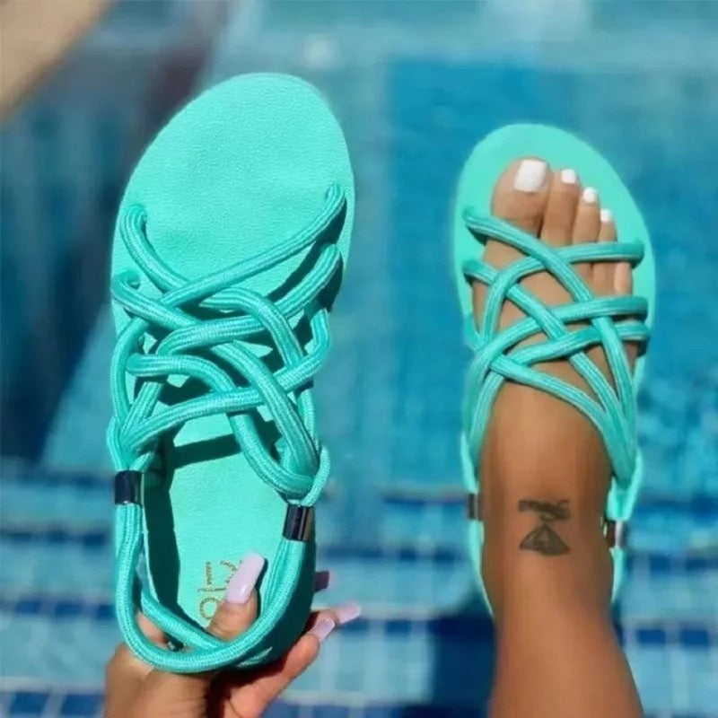 "Strap into Style" - Comfortable and Eye-Catching String-Maze Sandals for Women